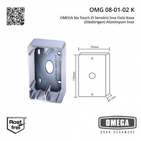 OMEGA No Touch El Sensörü Sıva Üstü Kasa (Dikdörtgen) Alüminyum İnox