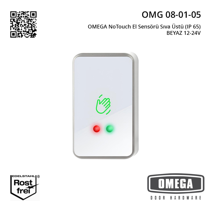 OMEGA NoTouch El Sensörü Sıva Üstü (IP 65) BEYAZ 12-24V