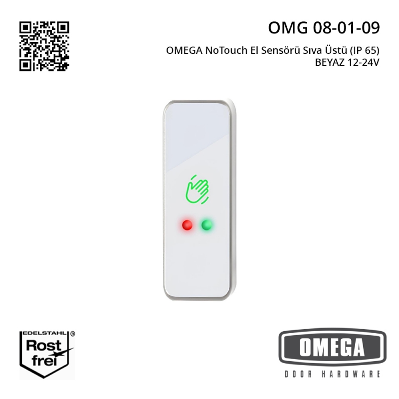 OMEGA NoTouch El Sensörü Sıva Üstü (IP 65) BEYAZ 12-24V