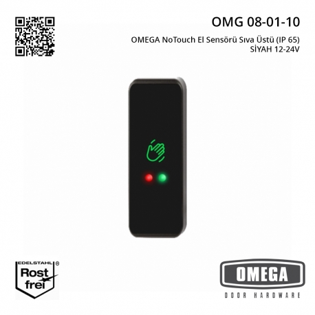 OMEGA NoTouch El Sensörü Sıva Üstü (IP 65) SİYAH 12-24V
