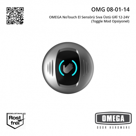 OMEGA NoTouch El Sensörü Sıva Üstü GRİ 12-24V (Toggle Mod Opsiyonel)