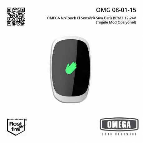 OMEGA NoTouch El Sensörü Sıva Üstü BEYAZ 12-24V (Toggle Mod Opsiyonel)