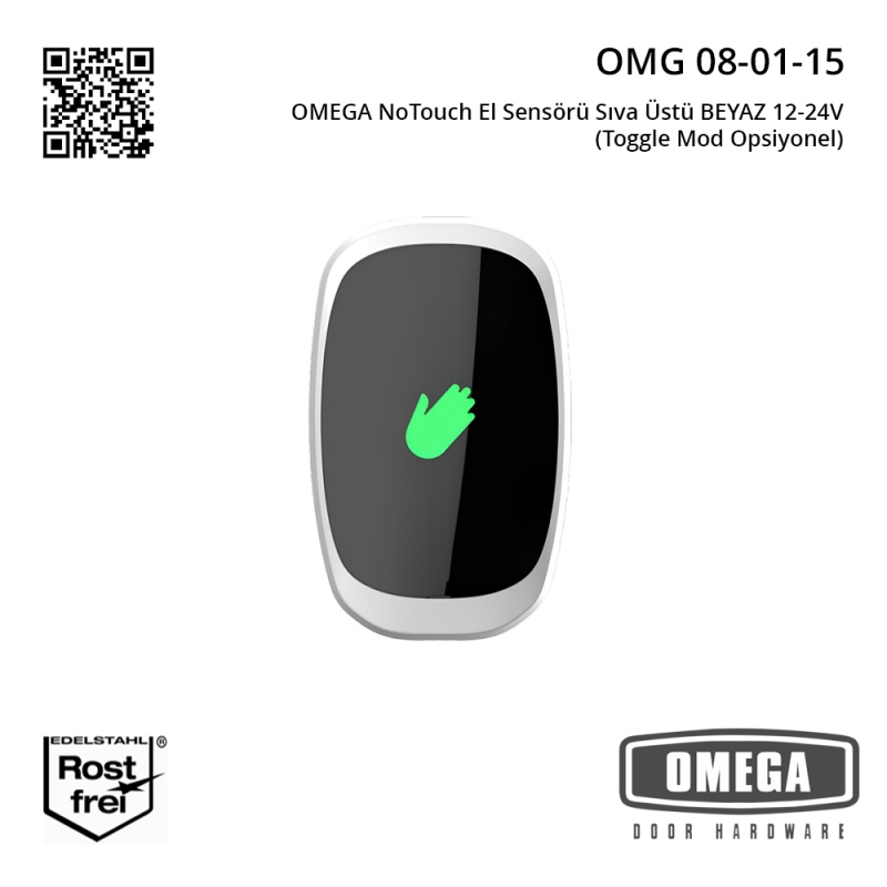 OMEGA NoTouch El Sensörü Sıva Üstü BEYAZ 12-24V (Toggle Mod Opsiyonel)