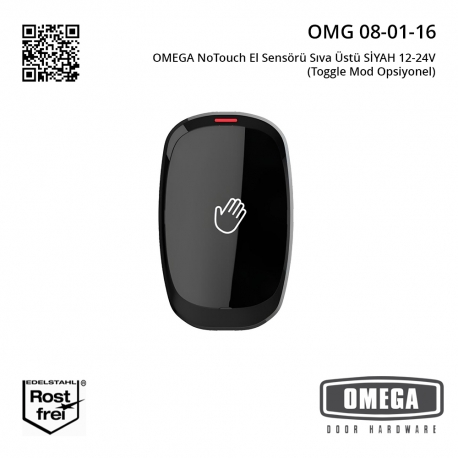 OMEGA NoTouch El Sensörü Sıva Üstü SİYAH 12-24V (Toggle Mod Opsiyonel)