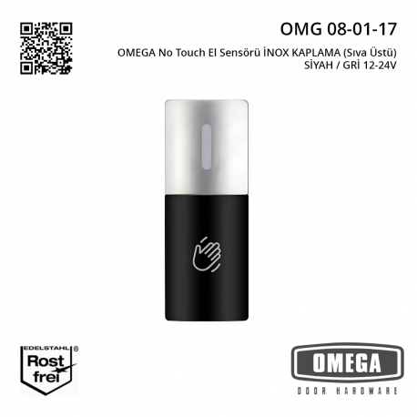 OMEGA No Touch El Sensörü İNOX KAPLAMA (Sıva Üstü) SİYAH / GRİ 12-24V