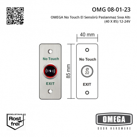 OMEGA No Touch El Sensörü Paslanmaz Sıva Altı (40 X 85) 12-24V