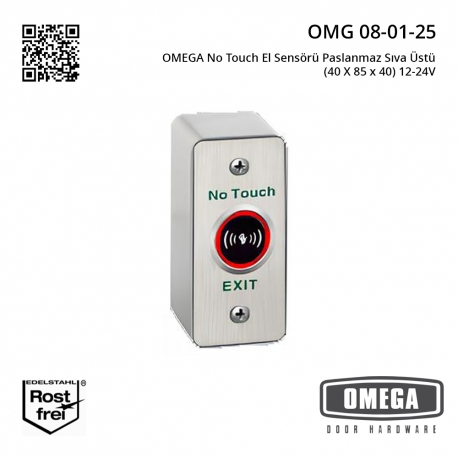 OMEGA No Touch El Sensörü Paslanmaz Sıva Üstü (40 X 85 x 40) 12-24V