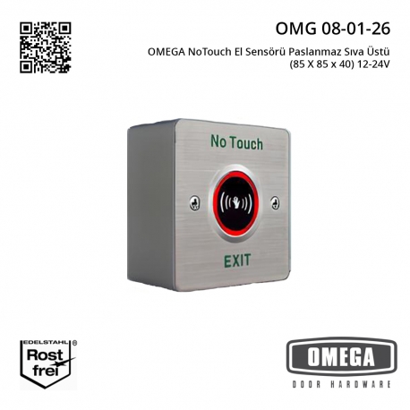 OMEGA NoTouch El Sensörü Paslanmaz Sıva Üstü (85 X 85 x 40) 12-24V