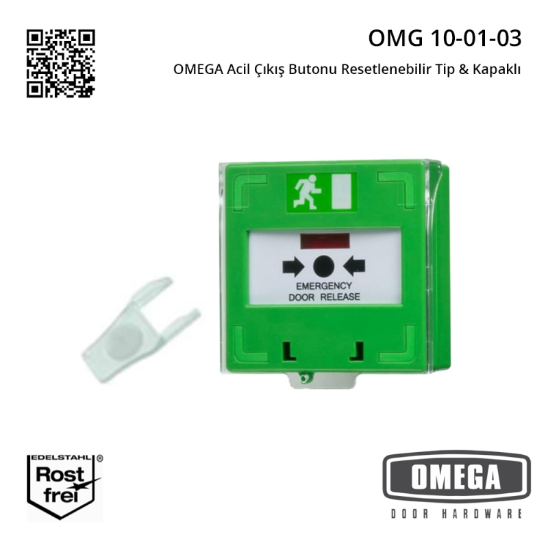 OMEGA Acil Çıkış Butonu Resetlenebilir Tip & Kapaklı