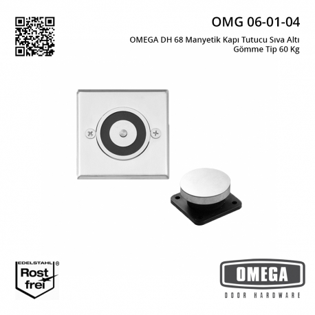 OMEGA DH 68 Manyetik Kapı Tutucu Sıva Altı Gömme Tip 60 Kg