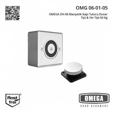 OMEGA DH 68 Manyetik Kapı Tutucu Duvar Tipi & Yer Tipi 60 Kg