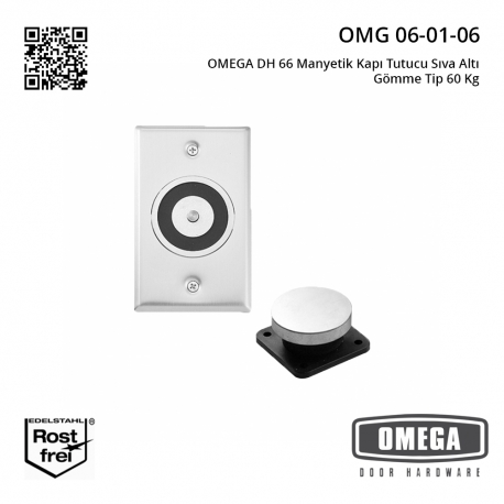 OMEGA DH 66 Manyetik Kapı Tutucu Sıva Altı Gömme Tip 60 Kg