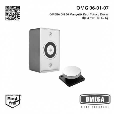 OMEGA DH 66 Manyetik Kapı Tutucu Duvar Tipi & Yer Tipi 60 Kg
