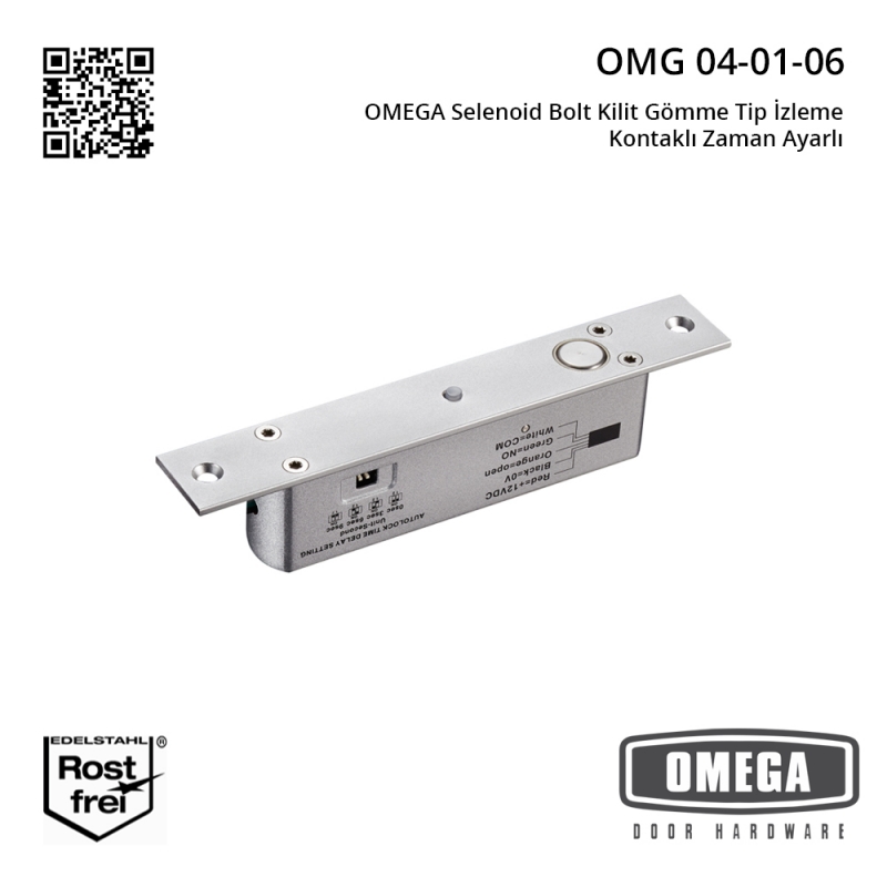 OMEGA Selenoid Bolt Kilit Gömme Tip İzleme Kontaklı Zaman Ayarlı